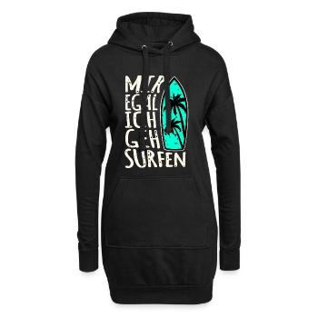 Mir Egal Ich Geh Surfen - Hoodie-Kleid - Schwarz - Vorne
