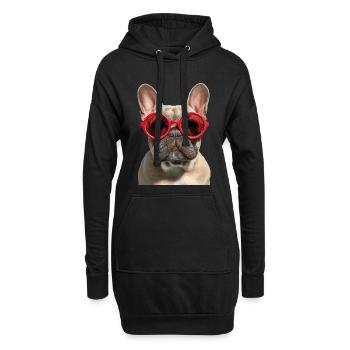 Französische Bulldogge French Bulldog Frenchie - Hoodie-Kleid - Schwarz - Vorne