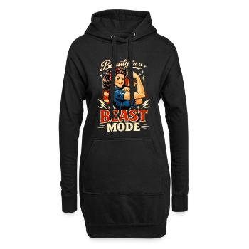 Pin-Up Fashion : La beauté rencontre le muscle rétro - Sweat-shirt à capuche long Femme - noir - Devant