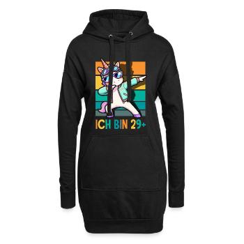 Ich Bin 29 Plus Einhorn Geburtstag - Hoodie-Kleid - Schwarz - Vorne