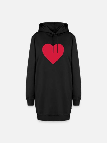 liebe - Hoodie-Kleid - Schwarz