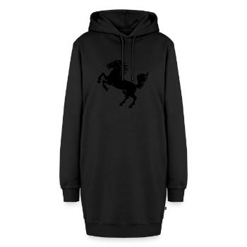 horse291 - Hoodie-Kleid - Schwarz - Vorne - AI Model Female 172 light (172cm)
