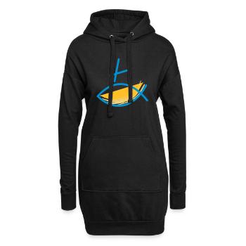 Altkatholischer Logo Fisch Blau/Gelb - Hoodie-Kleid - Schwarz - Vorne