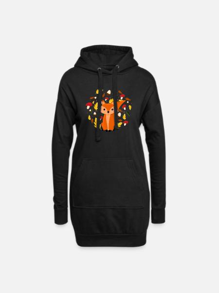 Fuchs Herbst - Hoodie-Kleid - Schwarz