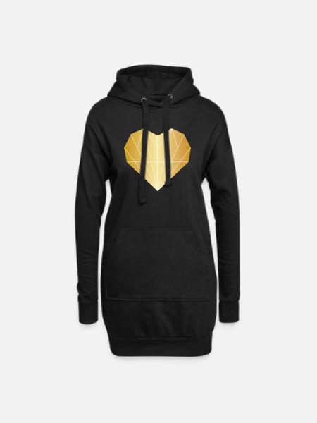 Herz Diamant Gold - Hoodie-Kleid - Schwarz