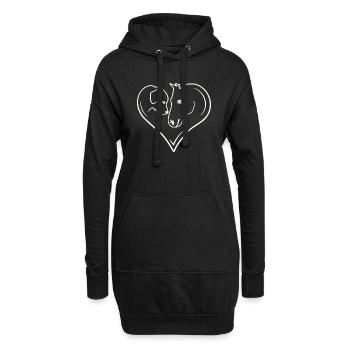 Pferd Hund Herz - Hoodie-Kleid - Schwarz - Vorne