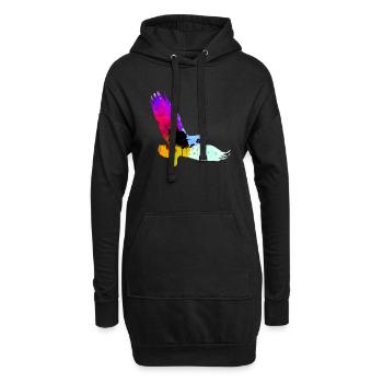 adler,aquarell,lila,bunt,malerei,vogel,lila - Hoodie-Kleid - Schwarz - Vorne