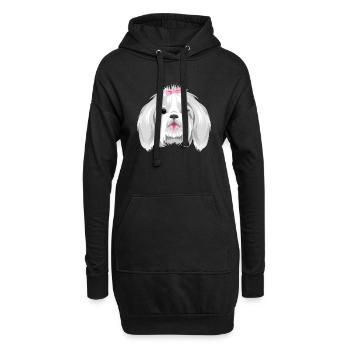Portrait d’un joli Shih Tzu - Sweat-shirt à capuche long Femme - noir - Devant