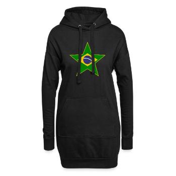 Brasilien Flagge Stern - Hoodie-Kleid - Schwarz - Vorne