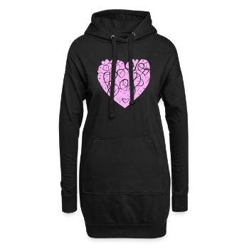 Herz Symbol Liebe süß Herzen rosa Zeichnung 14 - Hoodie-Kleid - Schwarz - Vorne