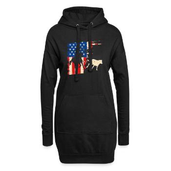 Calf Roping American Flag Patriotic Rodeo - Hoodie-Kleid - Schwarz - Vorne
