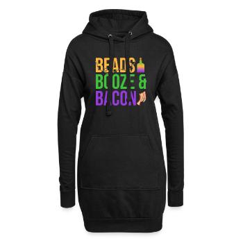 Beads Booze & Bacon Mardi Gras Party - Hoodie-Kleid - Schwarz - Vorne