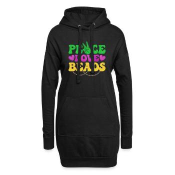 Peace Love Beads Mardi Gras Party - Hoodie Dress - black - Front