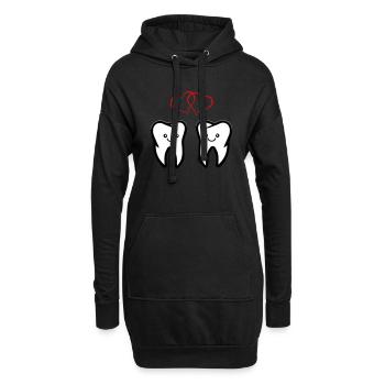 zähne verliebt - Hoodie-Kleid - Schwarz - Vorne