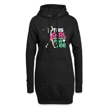 This Girl Knows How To Par Tee Golf Golfing - Hoodie Dress - black - Front