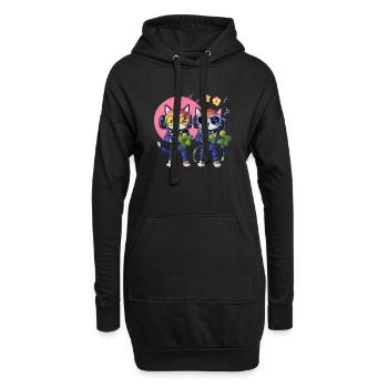 Katze - Hoodie-Kleid - Schwarz - Vorne