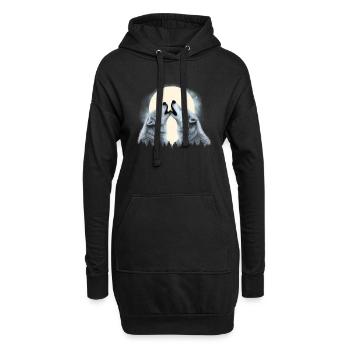 Deux loups hurlant à la Lune Couple de loups - Sweat-shirt à capuche long Femme - noir - Devant