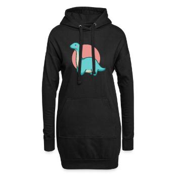 Süßer Dinosaurus mit langem Hals, Brontosaurus - Hoodie-Kleid - Schwarz - Vorne