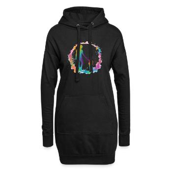 Silhouette de maman et sa fille - Sweat-shirt à capuche long Femme - noir - Devant