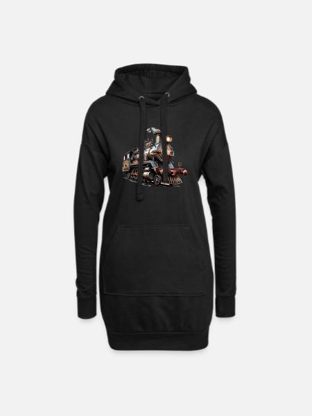 Das Bild einer alten Dampflok - Hoodie-Kleid - Schwarz