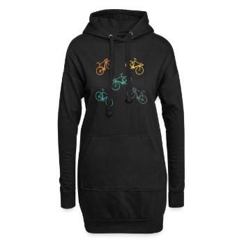 Fahrrad Retro Bunt bunte Fahrräder - Hoodie-Kleid - Schwarz - Vorne