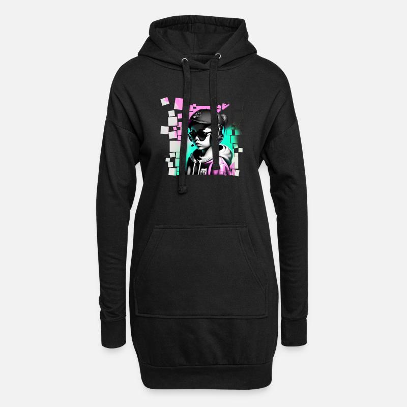 Madchen - Hoodie-Kleid - Schwarz
