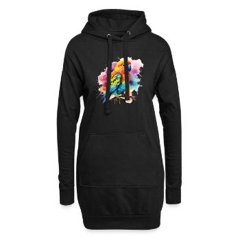 Papagei Farbenfrohe Exotische Kunst - Hoodie-Kleid - Schwarz - Vorne