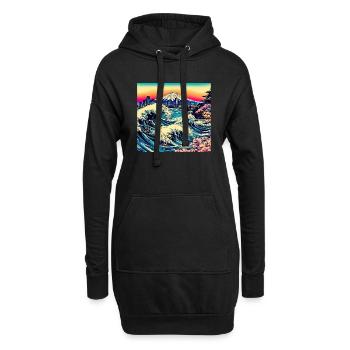 Japan Landschaft Ozean Berg Wellen - Hoodie-Kleid - Schwarz - Vorne