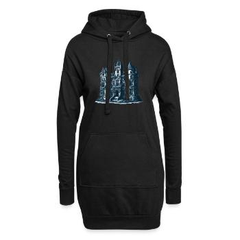 Geheimnisvolles verlassenes Schloss mit Weinbergen - Hoodie-Kleid - Schwarz - Vorne