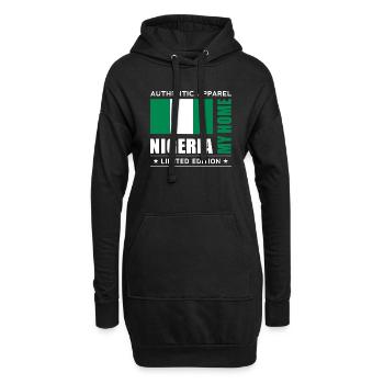 Nigéria - Sweat-shirt à capuche long Femme - noir - Devant