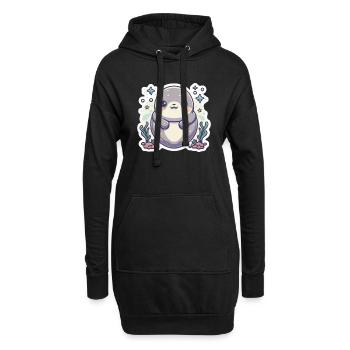 Amoureux des phoques - Sweat-shirt à capuche long Femme - noir - Devant