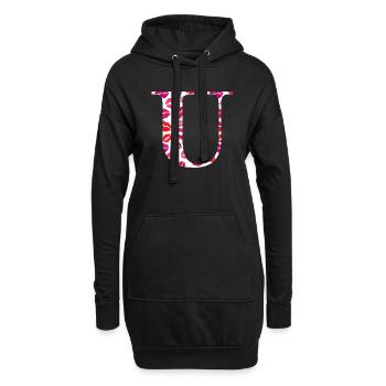 Lettre u bisous - Sweat-shirt à capuche long Femme - noir - Devant