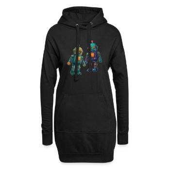 Das ist mein Robot Hemd zwei süße kleine Roboter - Hoodie-Kleid - Schwarz - Vorne