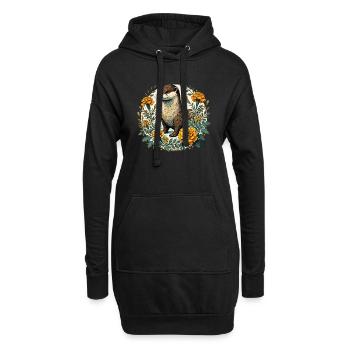 Loutre souci - Sweat-shirt à capuche long Femme - noir - Devant