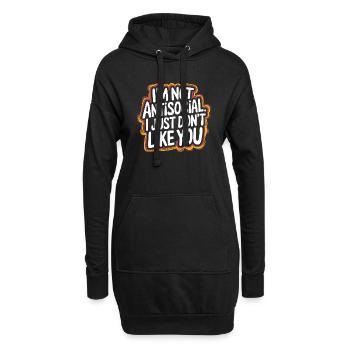 Abstand halten – Ehrliche Meinung - Hoodie-Kleid - Schwarz - Vorne