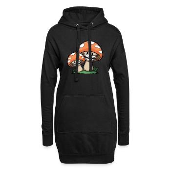 Champignons joyeux - Sweat-shirt à capuche long Femme - noir - Devant