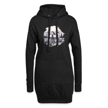Pferde Berge Reiten Reitsport Natur Wildpferde - Hoodie-Kleid - Schwarz - Vorne