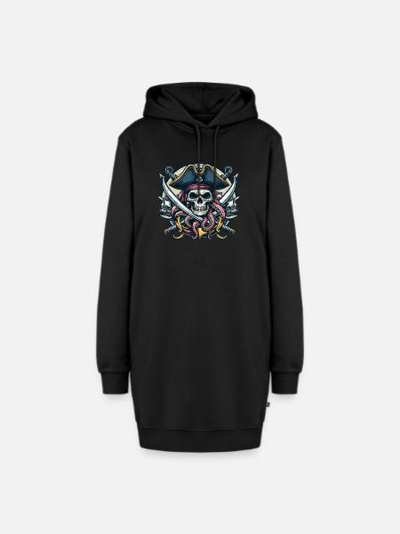 Pirat - Hoodie-Kleid - Schwarz