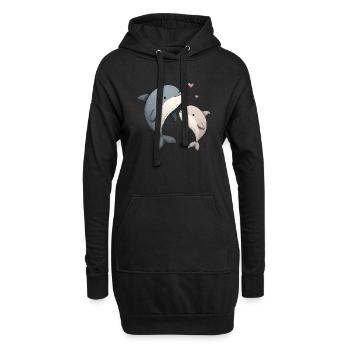 Dauphin Maman et Bébé - Sweat-shirt à capuche long Femme - noir - Devant