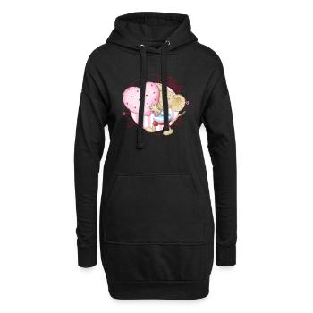 Lillebi_avec le coeur - Sweat-shirt à capuche long Femme - noir - Devant