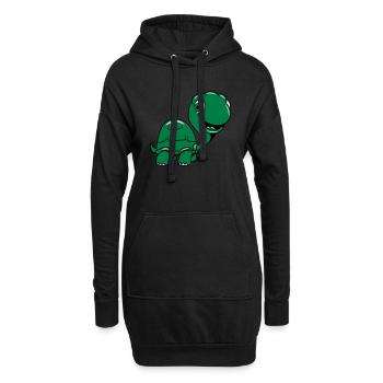 tortue douce enfant drôle - Sweat-shirt à capuche long Femme - noir - Devant