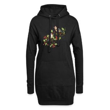 Oiseaux colorés - Sweat-shirt à capuche long Femme - noir - Devant