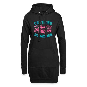 Certifiée meilleure maman du monde cadeau humour - Sweat-shirt à capuche long Femme - noir - Devant