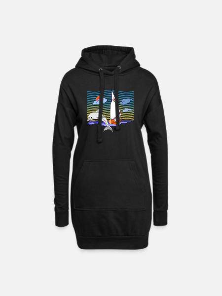 Segelboot - Hoodie-Kleid - Schwarz