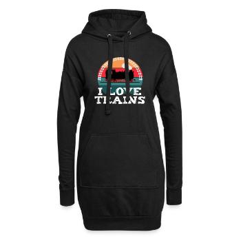 I love Trains Züge Eisenbahn Modellbahn Dampflok - Hoodie-Kleid - Schwarz - Vorne