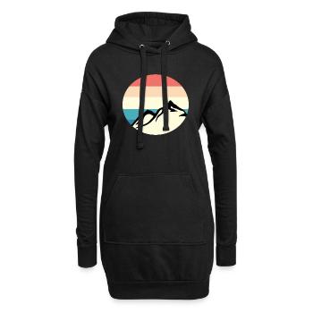 Berge Retro Sunset - Hoodie-Kleid - Schwarz - Vorne