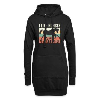 J’aime les chevaux et peut-être 3 personnes Horses Horse Ride - Sweat-shirt à capuche long Femme - noir - Devant