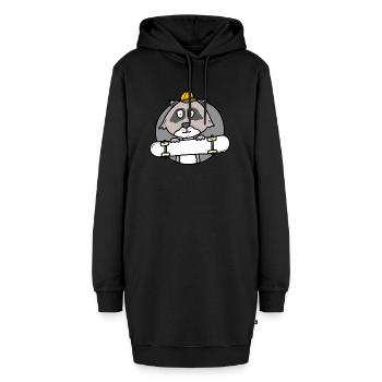 Waschbär mit Skateboard - Hoodie-Kleid - Schwarz - Vorne - AI Model Female 172 light (172cm)