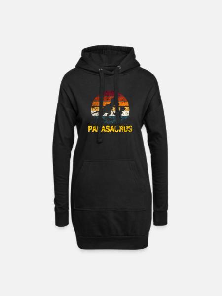 Papa Vater Papasaurus Retro vintage vatertag - Hoodie-Kleid - Schwarz