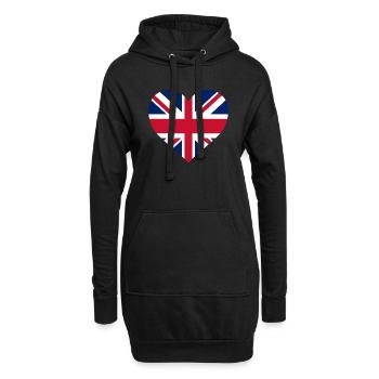 Großbritannien Herz - Hoodie-Kleid - Schwarz - Vorne